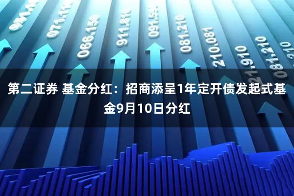 第二证券 基金分红：招商添呈1年定开债发起式基金9月10日分红