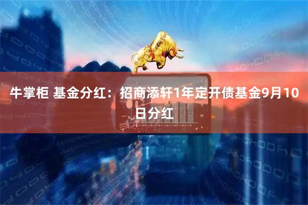 牛掌柜 基金分红：招商添轩1年定开债基金9月10日分红
